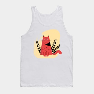 Cat and fish illustration design - funny Tank Top